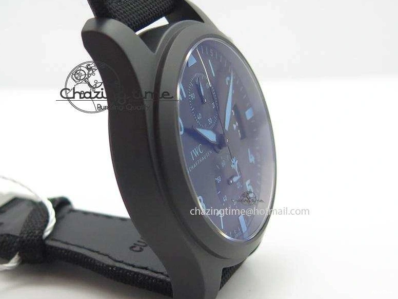 MIROTIME 0113 Comfortable Pilot Chrono IW388003 Real Ceramic ZF 1:1 Best Edition On Black Nylon Strap A 7322
